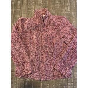 Dressbarn Women's Small Pink Black Floral Embroidered Jacket,artsy